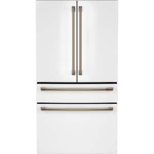 36 in. 23.2 cu. ft. Counter-Depth 4-Door French-Door Refrigerator in Matte White w/ Dual-Dispense AutoFill Pitcher