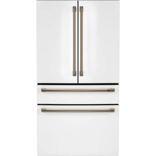 Cafe 36 in. 23.2 cu. ft. Counter-Depth 4-Door French-Door Refrigerator in Matte White w/ Dual-Dispense AutoFill Pitcher