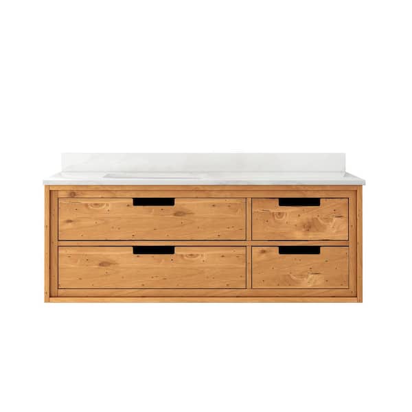 Vinespring 48 in. Single Sink Wood Tone Bath Vanity with White Marble Top (Assembled)