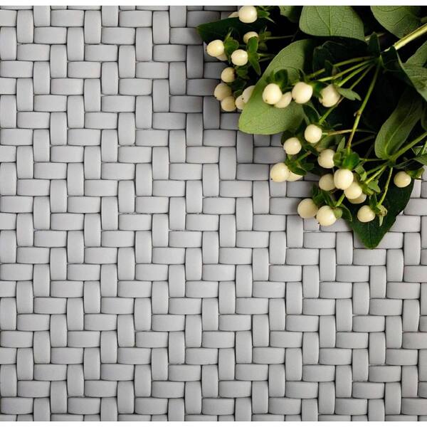 Apollo Tile Alabaster Cream 12-in x 12-in Matte Recycled Glass Basketweave Patterned Wall Tile (4.79-sq. ft/ Carton)