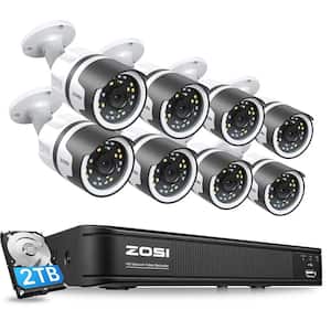 8-Channel 5MP POE 2TB NVR Security Camera System with 8 5MP Wired Outdoor Cameras, Human Detection, 2-Way Talk