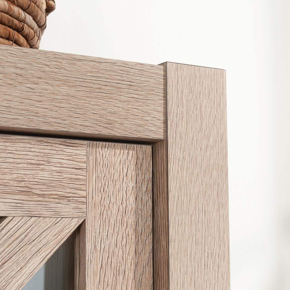 Brushed Oak Large Office Hutch with Glass Doors