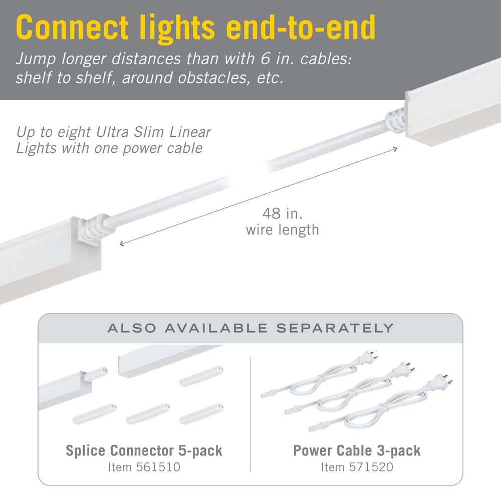 Ultra Slim White LED Linear Light Jumper Cable 3-Pack