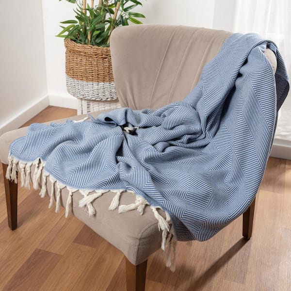 Blue and cream online throw