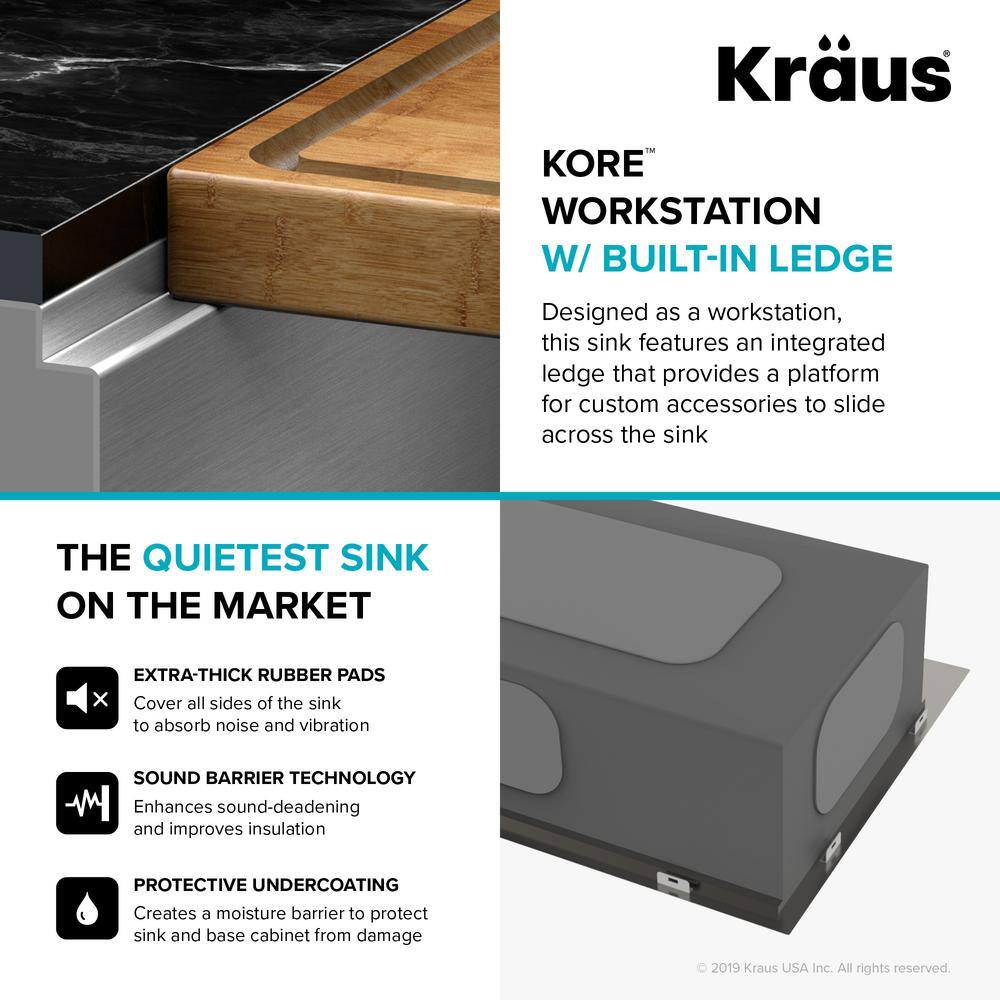 Kore 33" Stainless Steel Farmhouse Kitchen Sink with Accessories