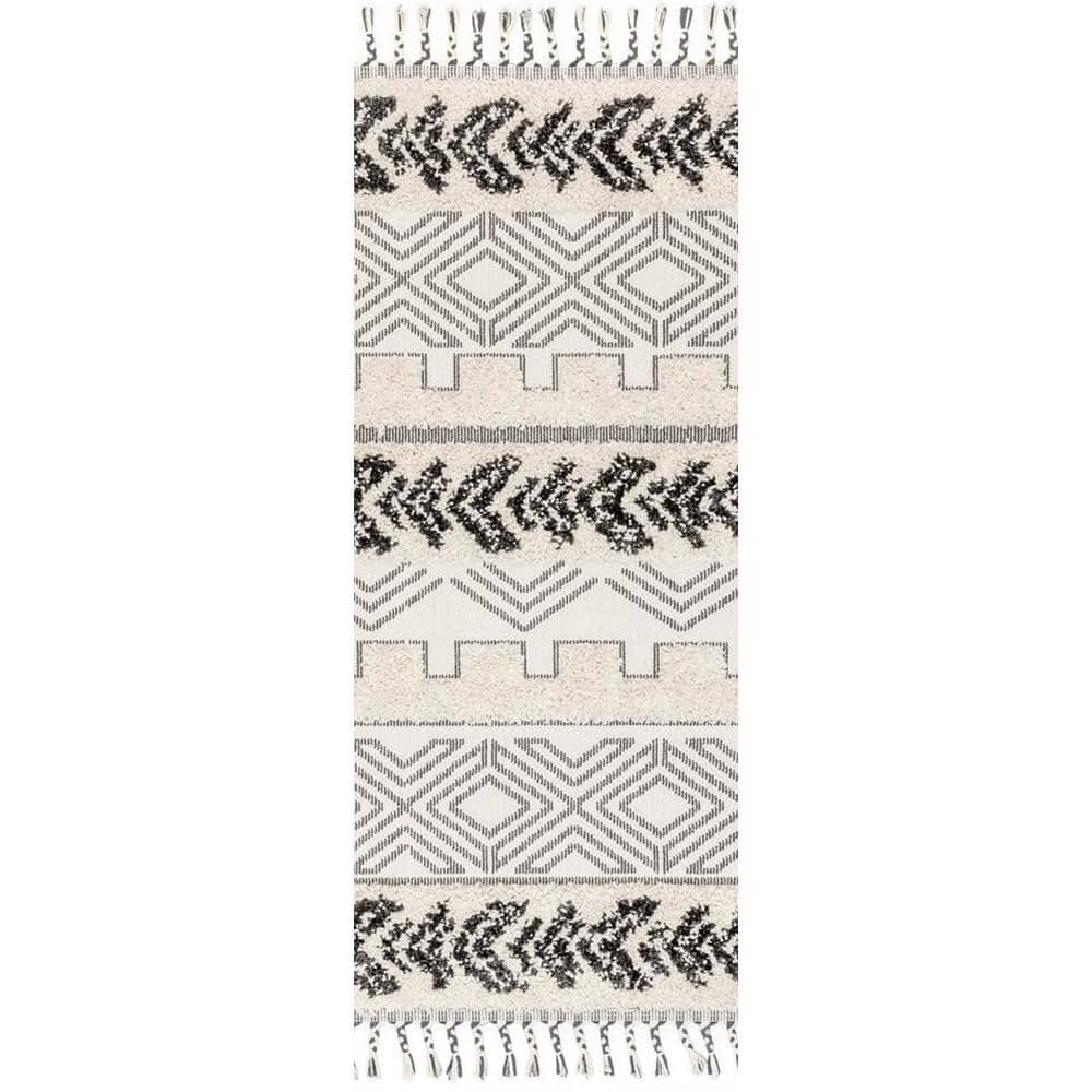 nuLOOM Zuri Shaggy Banded Tribal Light Gray 2 ft. 6 in. x 8 ft. Runner Rug  GCAL02A-2608 - The Home Depot