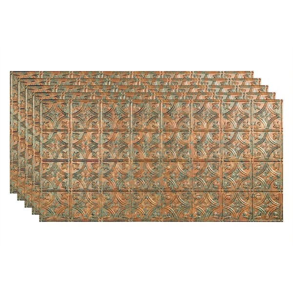 Fasade Traditional #1 2 ft. x 4 ft. Glue Up Vinyl Ceiling Tile in Copper Fantasy (40 sq. ft.)