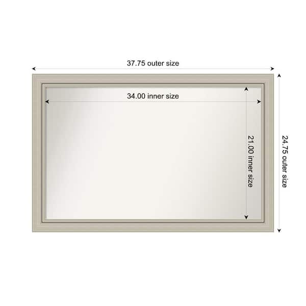Amanti Art Romano Silver Narrow 37.75 in. x 24.75 in. Custom Non-Beveled Wood Framed Bathroom Vanity Wall Mirror