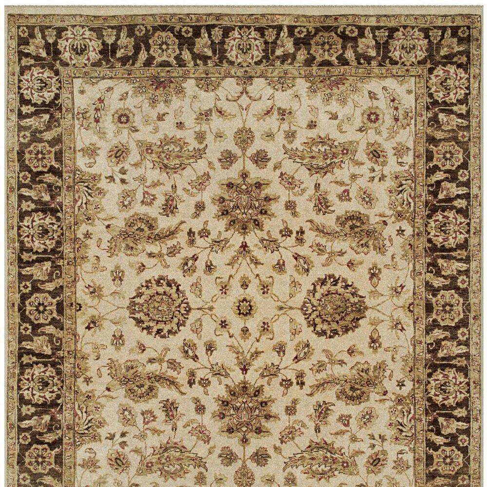 Ivory and Gold Hand-Knotted Wool Oriental Area Rug, 8' x 10'