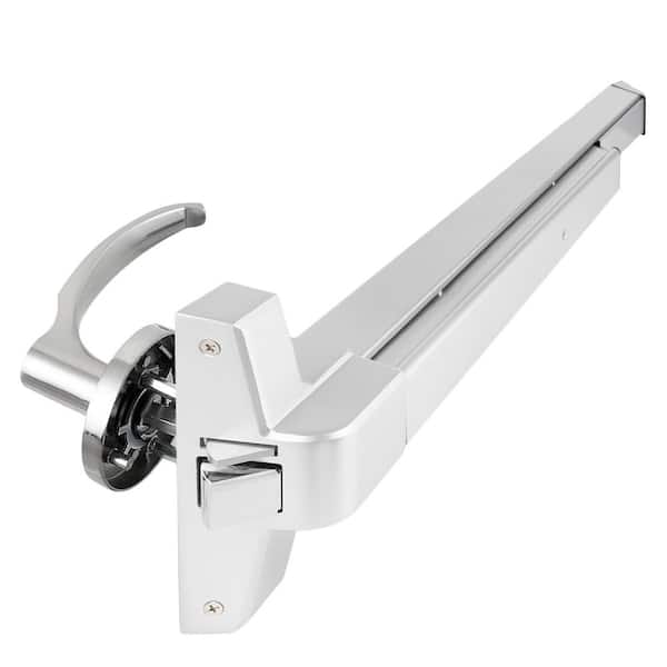 32 in. Stainless Steel Commercial Panic Exit Door Push Bar with Exterior Lever Handle Silver for 32-47 in. Doors