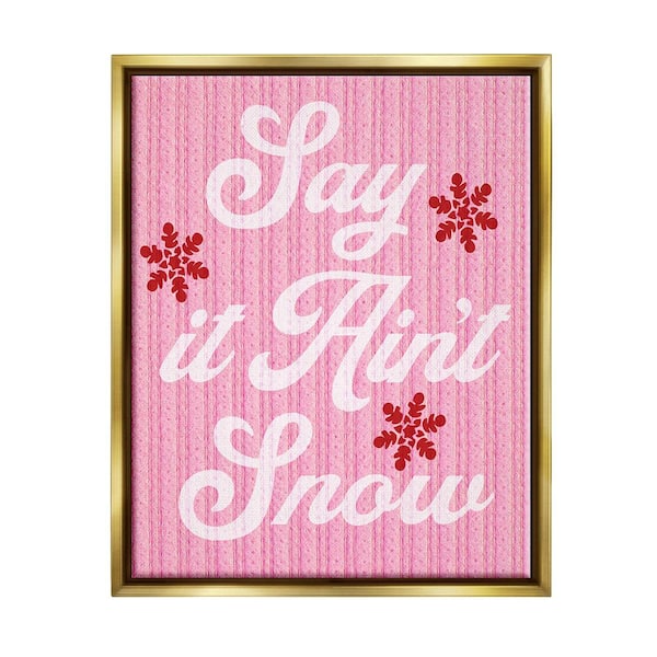Stupell Industries Pink Say It Ain't Snow by Lil' Rue 1 Piece Floater Frame Graphic Print Typography Poster Art Print 21 in. x 17 in.