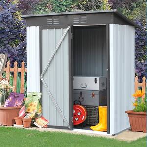 5 ft. x 3 ft. Gray Outdoor Metal Storage Shed With Lockable Doors (15 sq. ft.)