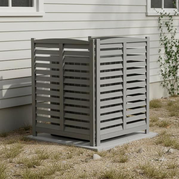Clihome 3-Panel Grey Outdoor Fir Wood Privacy Fence Slatted Design