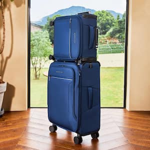 20 in. Black Toledo Carry on Luggage Softside Expandable Suitcase with Spinner Wheel