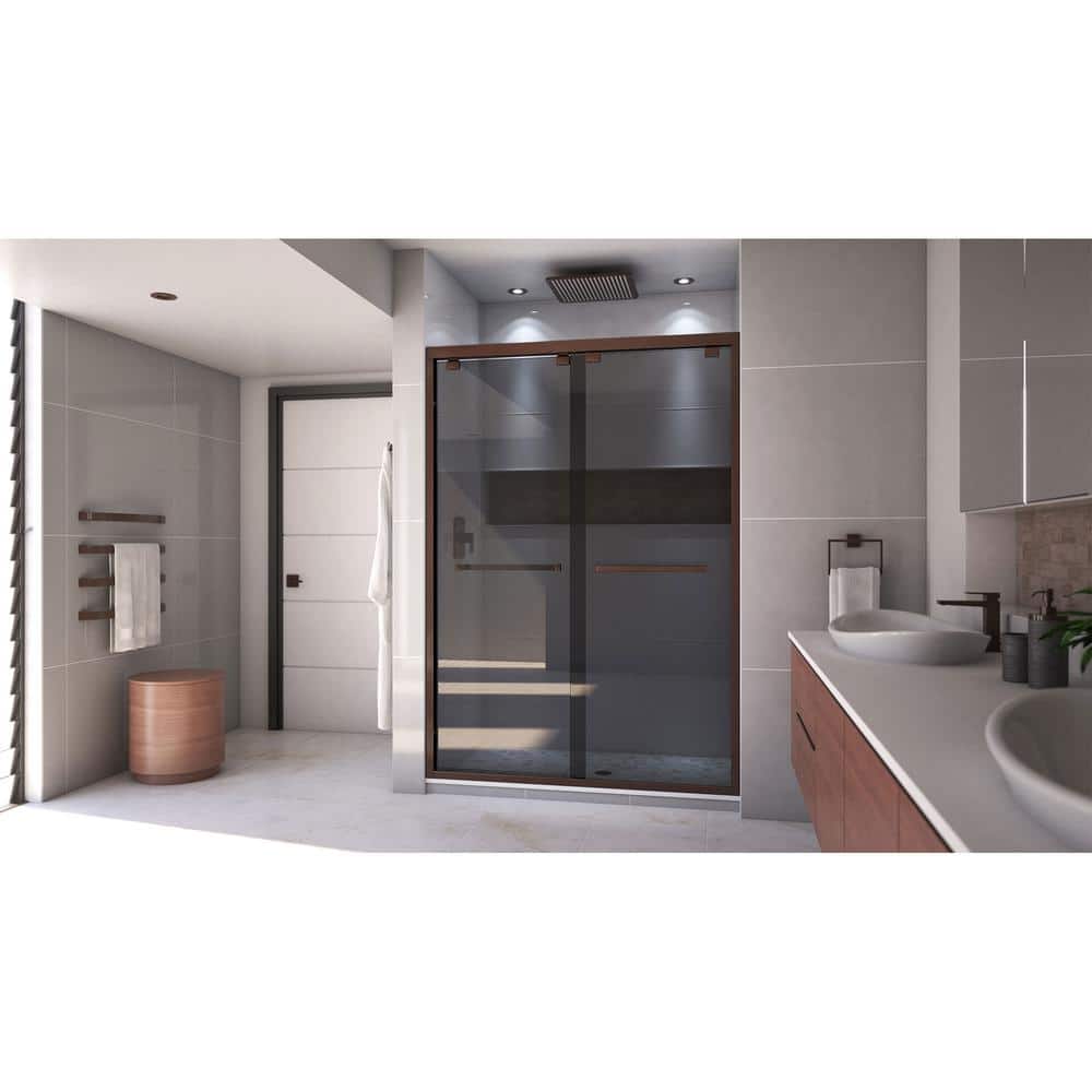 Encore Oil Rubbed Bronze and Smoke Gray Frameless Sliding Shower Door
