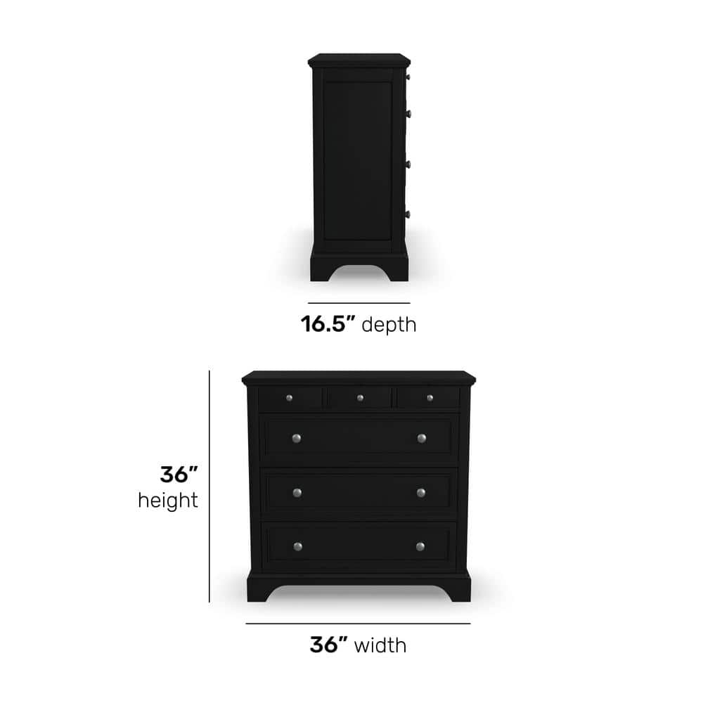 Black Hardwood and Engineered Wood Chest with Felt Lined Drawer