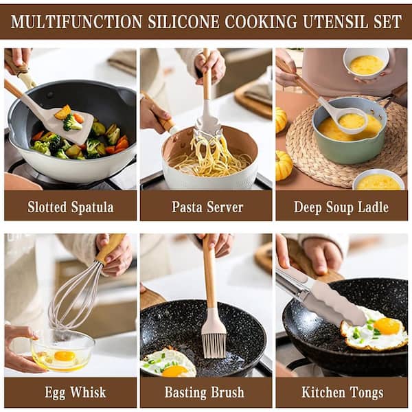 38 Pcs Kitchen Cooking Utensils Set with Holder, Heat Resistant Silicone  Kitchen