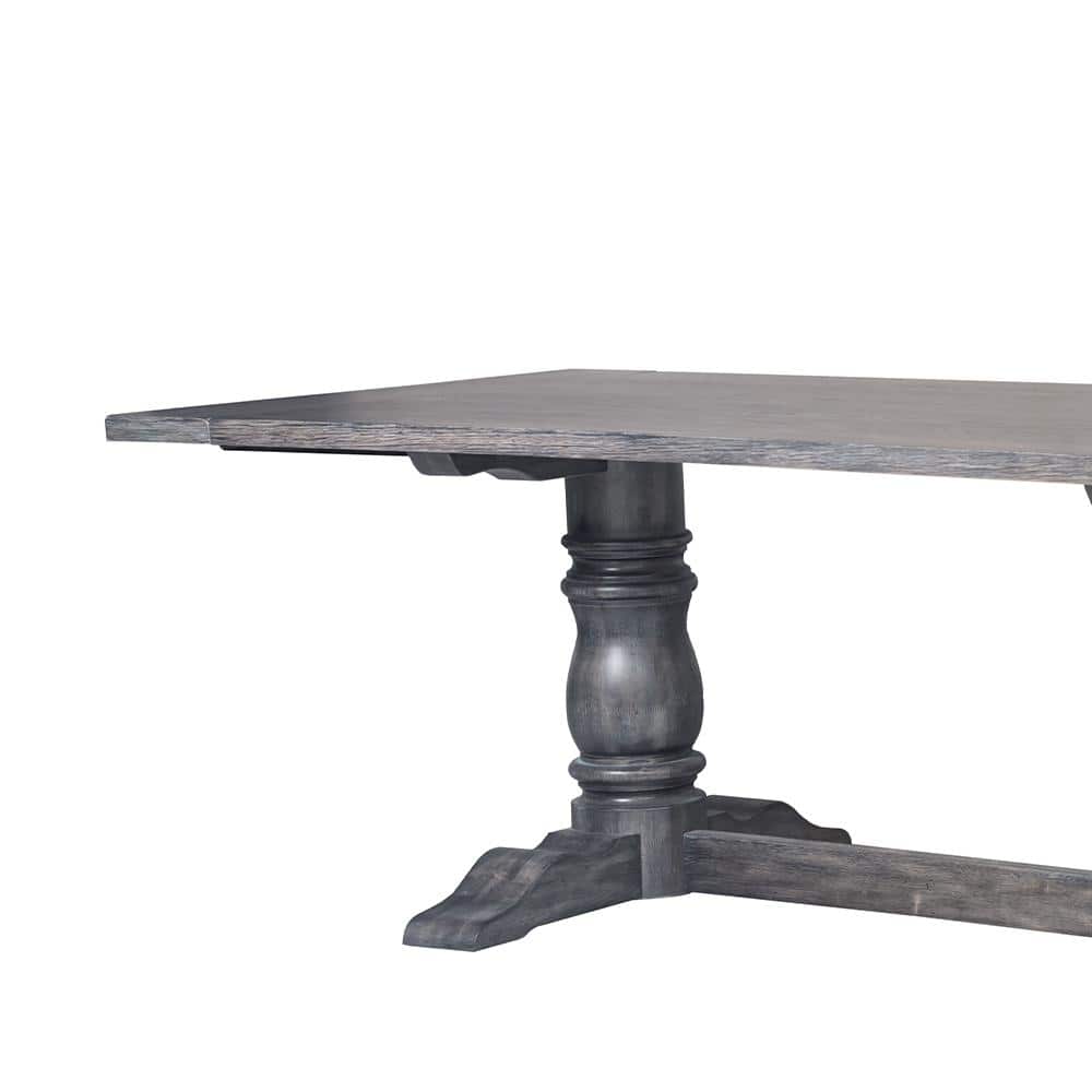 Rustic Weathered Gray Wood Rectangular Dining Table with Trestle Base