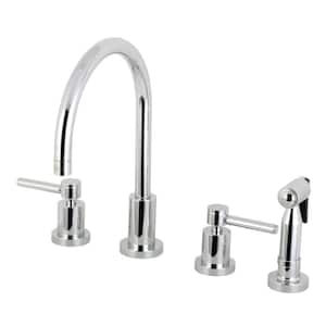 Concord 2-Handle Deck Mount Widespread Kitchen Faucets with Brass Sprayer in Polished Chrome