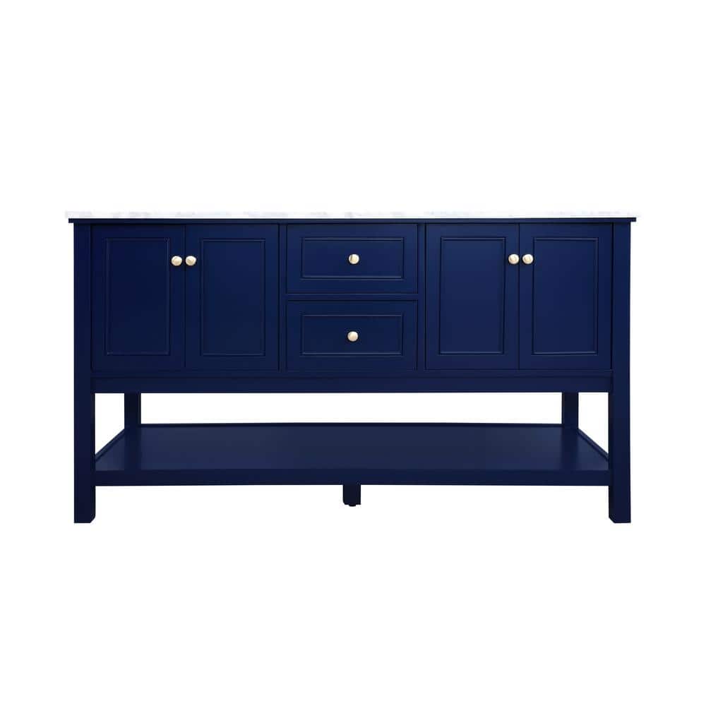 Simply Living 60 in. W x 22 in. D x 34 in. H Bath Vanity in Blue with Carra