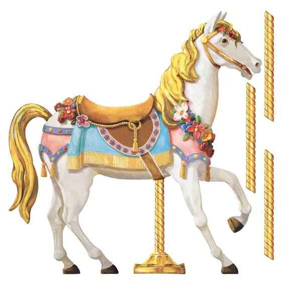 Unbranded 27 in. x 40 in. Carousel Horse 21-Piece Peel and Stick Giant Wall Decals