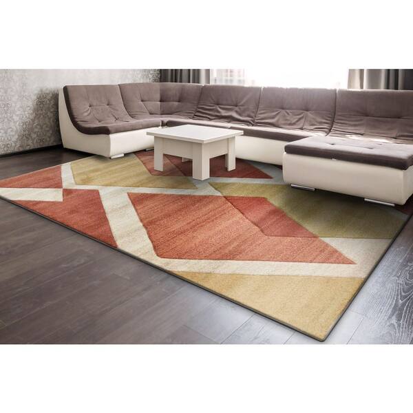 Stella 7 ft. 10 in. X 10 ft. 6 in. Red/Gold/Ivory Geometric Indoor/Outdoor Area Rug
