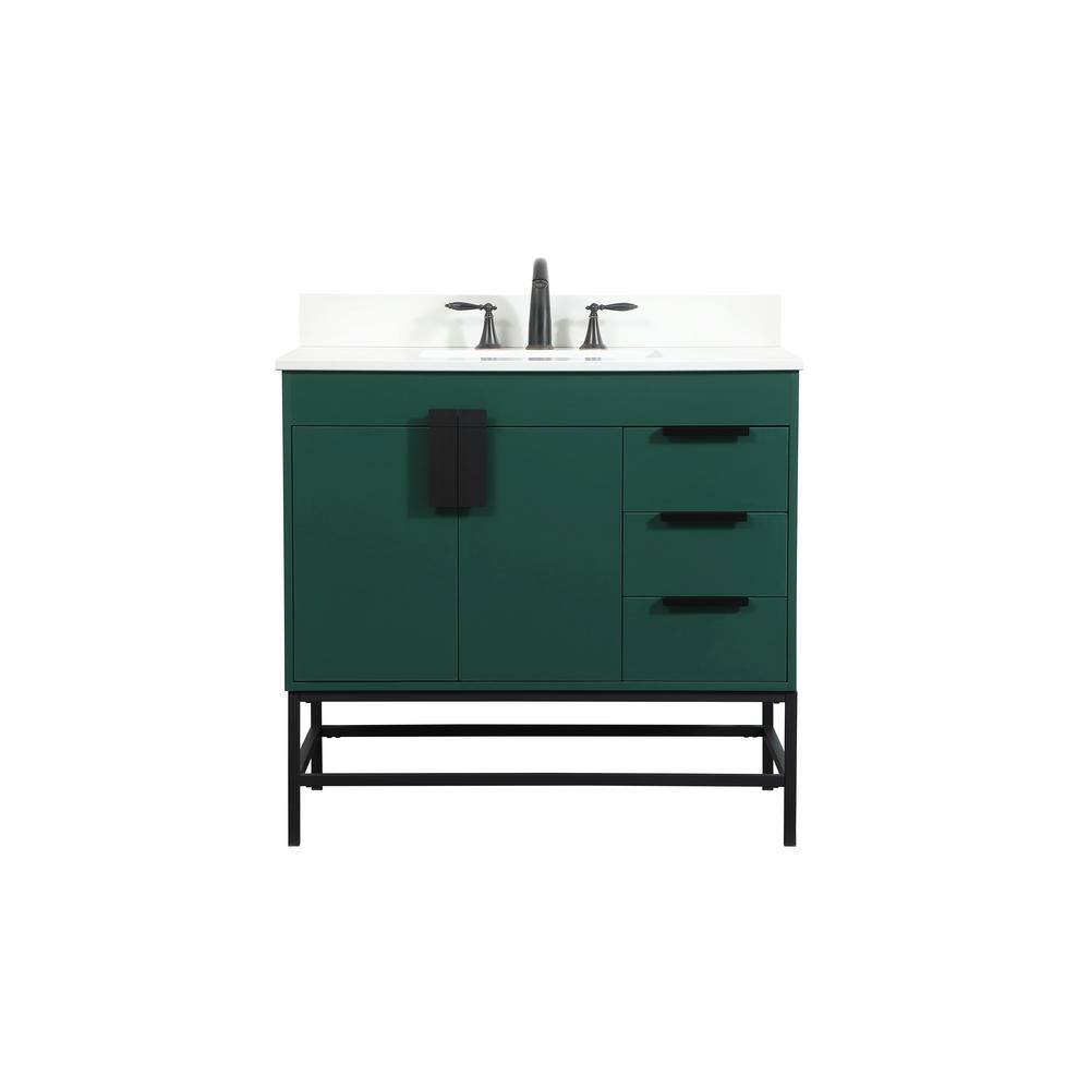 Simply Living 36 in. W x 22 in. D x 33.5 in. H Bath Vanity in Green with Iv