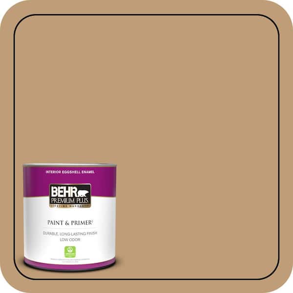 BEHR PREMIUM PLUS 1 qt. #300F-4 Almond Toast Eggshell Enamel Low Odor Interior Paint & Primer