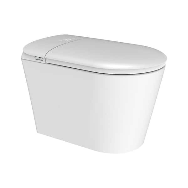 Smart Toilet Bidet 1.32 GPF Built-In Water Tank Elongated in White w/ Warm Air Dryer Child Cleaning, Off-Seat Auto Flush