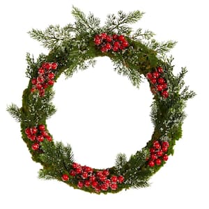 20 in. Iced Pine and Berries Artificial Christmas Wreath