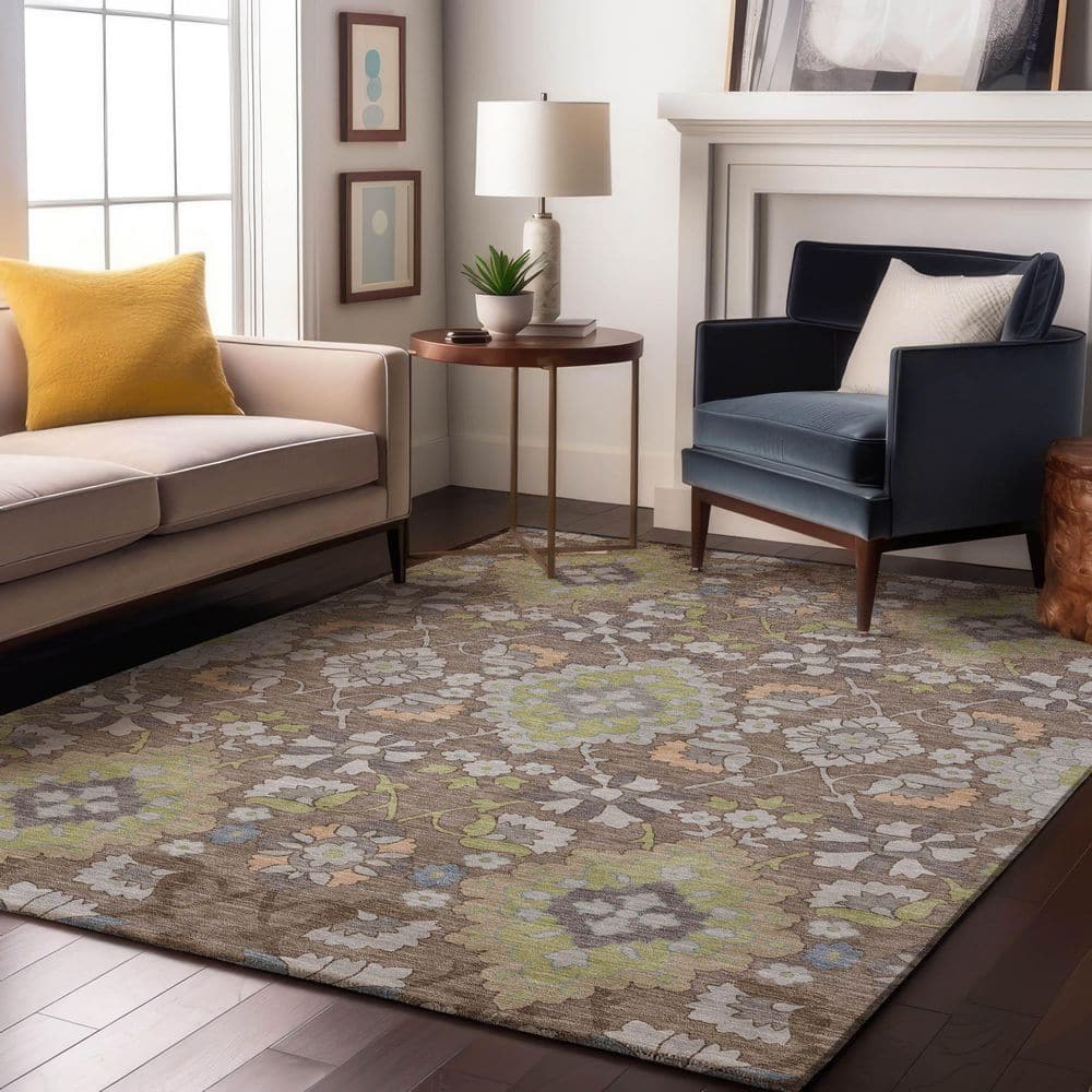 Mayfield Premium Machine Washable Abstract AMF1002 Taupe 3 ft. x 5 ft. Area Rug price history on PriceWatchPro