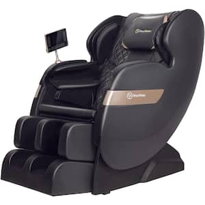 Black Massage Chair has Dual-Core S Track Zero Gravity Voice Control LCD Remote Bluetooth LED Light