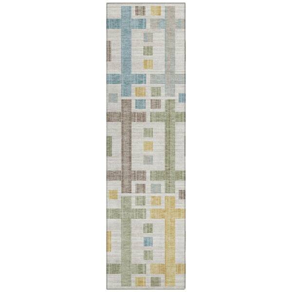 Chantille Machine Washable Indoor/Outdoor Abstract ACN2708 Ivory 2 ft. x 7 ft. Runner Rug