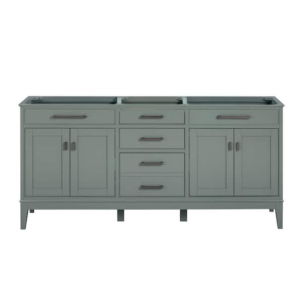 Madison 72 in. Bath Vanity Cabinet without Top in Smoke Green Assembled