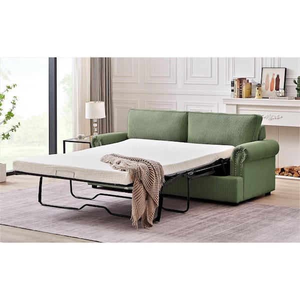 US Pride Furniture Viviana 76 in. W Dark Green Polyester Queen Size Sofa Bed