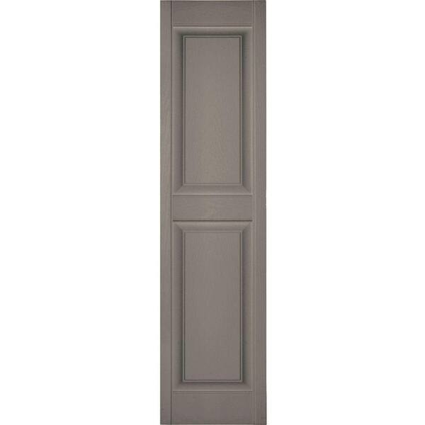 Ekena Millwork 14-1/2 in. x 25 in. Lifetime Vinyl Custom 2 Equal Raised Panel Shutters Pair Clay