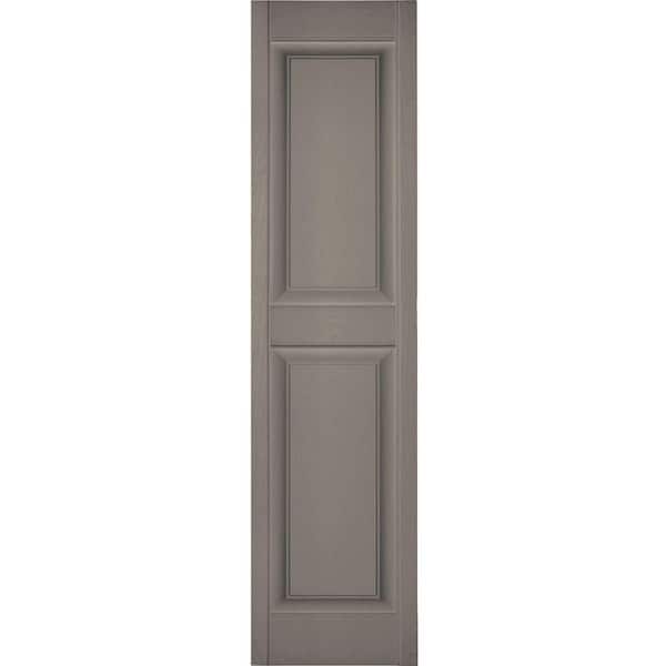 Ekena Millwork 18 in. x 51 in. Lifetime Vinyl Custom 2 Equal Raised Panel Shutters Pair Clay