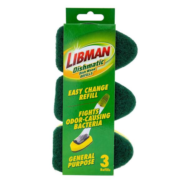 Dish Washing Up Brush Sponge With Liquid Soap Dispenser Scrubber Pad On - View #2