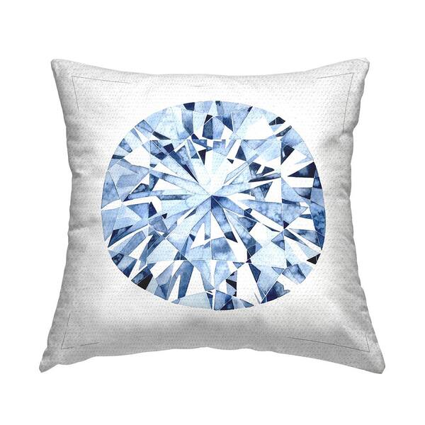 Stupell Industries Casual Glam Diamond Jewel Round Bling Blue Square Outdoor Throw Pillow