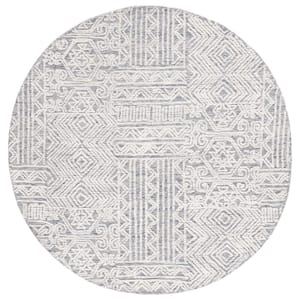 Abstract Gray/Ivory 6 ft. x 6 ft. Geometric Round Area Rug
