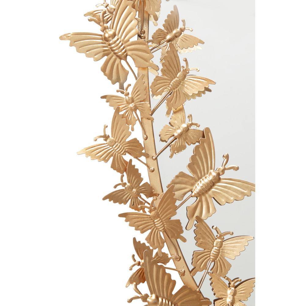 Gold Oval Wood Butterfly Wall Mirror, 19" x 33"