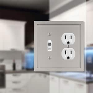 Averly 2 Gang 1-Toggle and 1-Duplex Metal Wall Plate - Satin Nickel