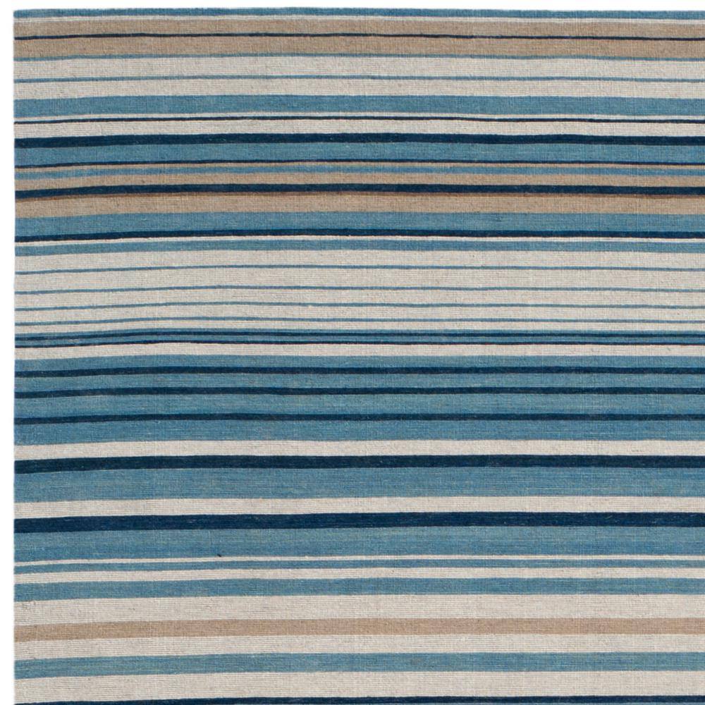 Blue Stripe Handmade Wool 9' x 12' Area Rug