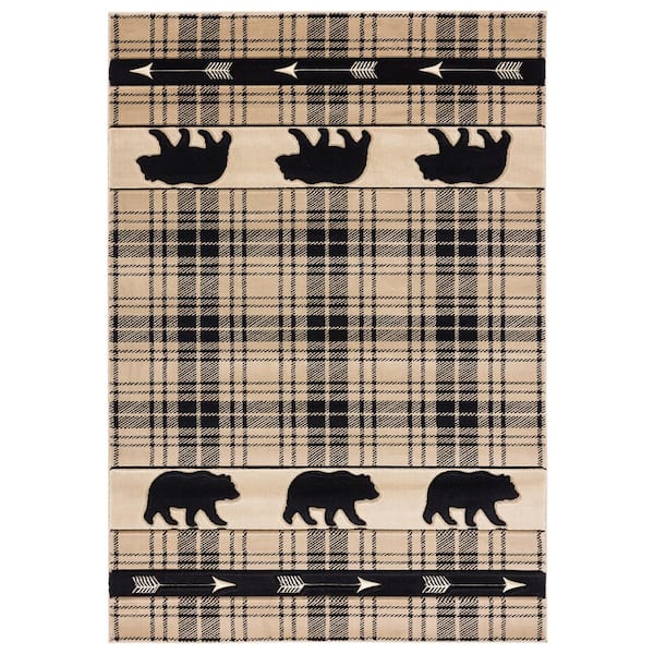 United Weavers Cottage Tartan Bear Beige 5 ft. 3 in. x 7 ft. 6 in. Area Rug
