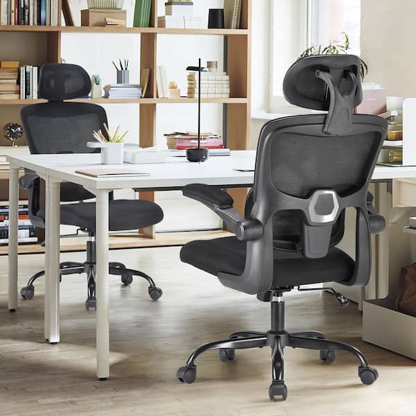 Office and Home Mesh Lumbar Support Ergonomic Computer Chair in Black with Adjustable Arms