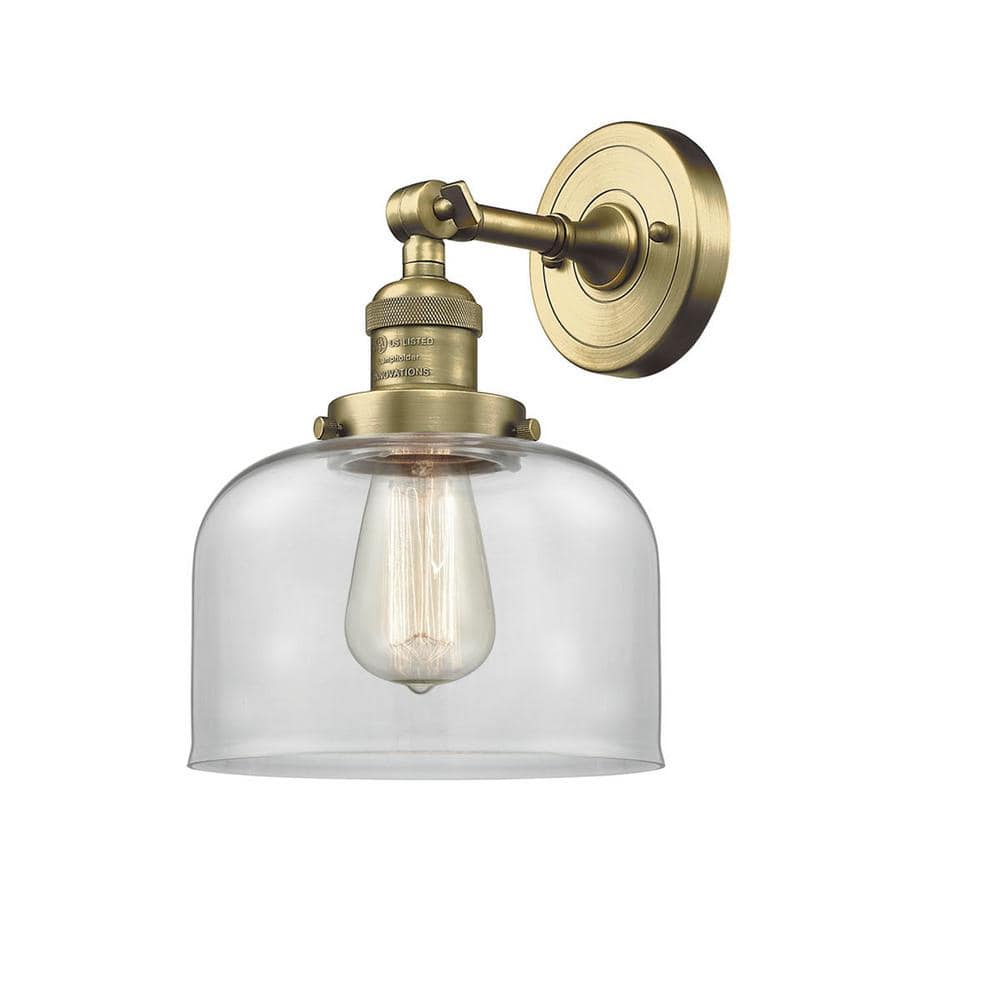 Bell 1-Light Clear, Antique Brass Wall Sconce with Clear Glass Shade price history on PriceWatchPro