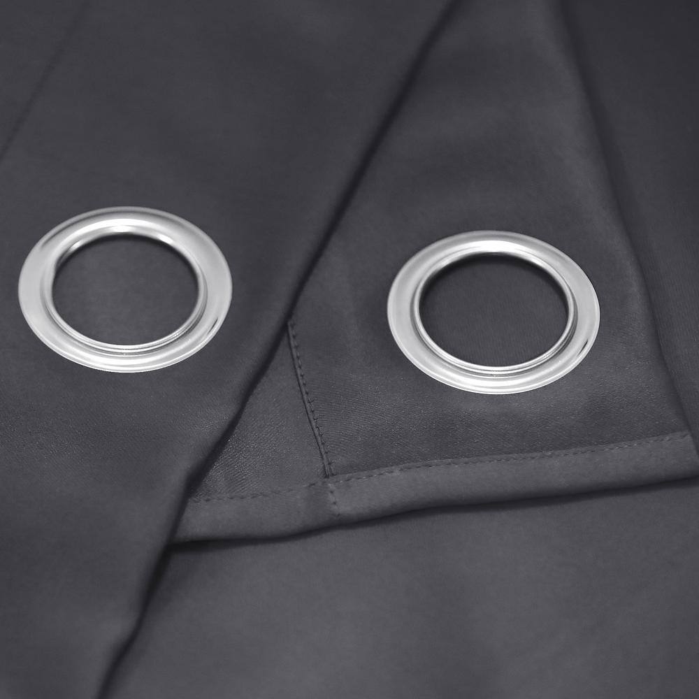 Dark Grey Polyester Blackout Grommet Window Panel