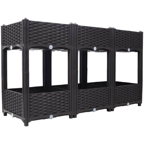maocao hoom 47.2 in. x 15.7 in. x 27.7 in. Elevated Planter Garden Box with Drainage Plug Raised Garden Beds, Brown Polypropylene