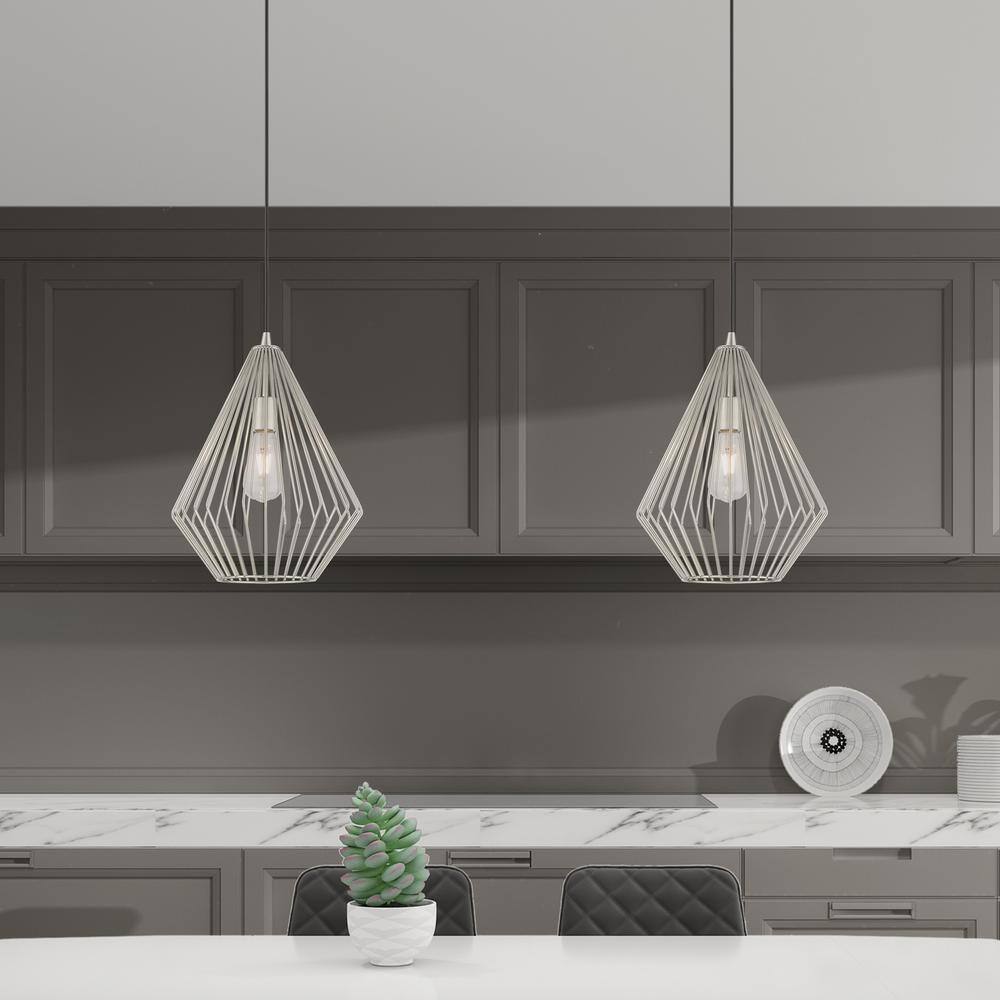 Contemporary Mini Pendant Light with Brushed Nickel Geometric Shade