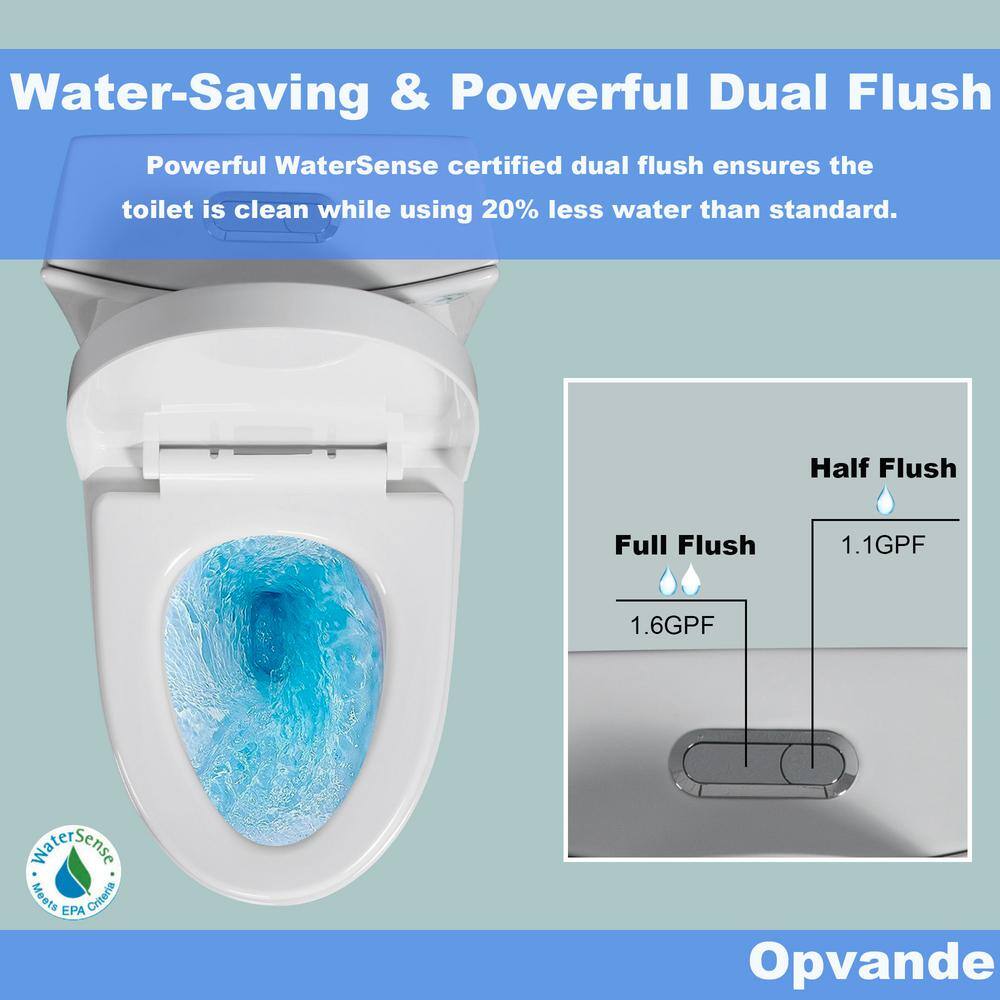 Glossy White Ceramic Dual Flush Elongated One-Piece Toilet
